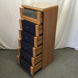 Modern Blue & Faux-Cherry Laminate 6-Drawer Lingerie Chest