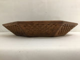 Vintage MCM Solid Teak & Brass Inlay Centerpiece Bowl