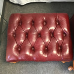Vintage Regency Red Tufted Leather Armchair & Ottoman