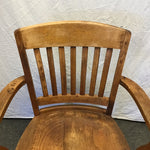 Vintage Solid Oak Slat-Back Banker's Office Chair