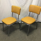 Pair of Vintage Atomic Gold Vinyl & Chrome Dining Chairs