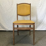 Vintage Stakmore Solid Black Walnut & Yellow Vinyl Folding Chair