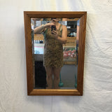 Vintage Oak-Framed Beveled Glass Mirror