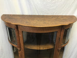 Vintage Oak & Tiger Oak Curved-Glass-Front Curio Cabinet
