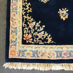 Vintage Oriental Blue Wool 4x6 Area Rug