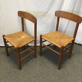 Pair of Vintage Medium-Stained Oak Dining Chairs