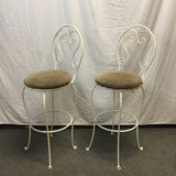 Pair of Modern White Metal Bar Stools