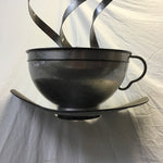 Metal Steaming Mug & Saucer Sculpture