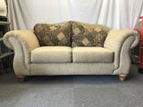 Modern Tan Upholstered Roll-Arm Loveseat