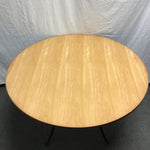 Modern Round Oak & Black Metal Dining Table