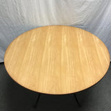 Modern Round Oak & Black Metal Dining Table