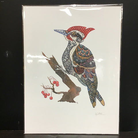 Marika Chew "Pileated Woodpecker" 9x12 Signed Art Print