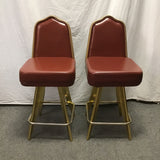 Pair of MCM Gasser Chair Co. Red Counter Height Casino Swivel Bar Stools