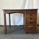 Vintage Craftsman Solid Oak Right-Handed 4-Drawer Desk