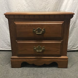Single Athens Furn. Veneer & Solid Oak 2-Drawer Night Stand