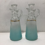 4pc Vintage MCM Blendo Tuquoise Frosted Glass Serving Set