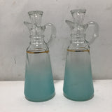 4pc Vintage MCM Blendo Tuquoise Frosted Glass Serving Set