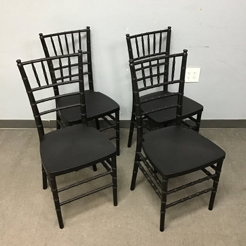 Set of 4 Drake Corp. "Chiavari" Black Resin Stacking Dining Chairs