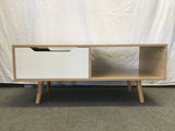Contemporary MCM Boho Cozy Castle Faux-Tropical Wood Coffee Table