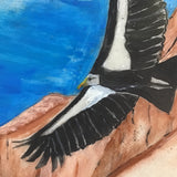 Original 2018 Southwestern Bird In Flight Painted On Stone