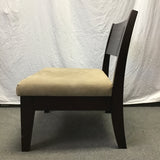 Modern Tan Upholstered Tropical Wood Accent Chair