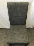 Set of 4 Modern Grey Upholstered & Brass Nailhead Dining Chairs
