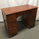 Vintage Colonial Solid Wood 6-Drawer Kneehole Desk
