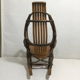 Miniature Doll-Sized Rustic Oak & Hickory Bentwood Adirondack Rocking Chair