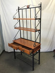 Modern Tropical Wood & Black Metal Baker's Rack