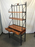 Modern Tropical Wood & Black Metal Baker's Rack