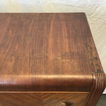 Vintage Art Deco Walnut Veneer Waterfall-Front 4-Drawer Chest of Drawers