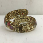 Vintage 1960's MC Lucite & Shell Confetti Clamp Bracelet