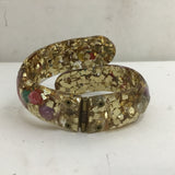 Vintage 1960's MC Lucite & Shell Confetti Clamp Bracelet