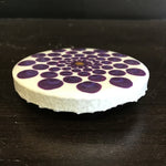 Susan Sitaraman Single Hand Painted Monochrome Flower On Round White Tile Magnet