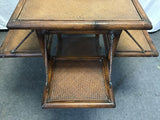 Vintage Boho Faux-Bamboo Drop-Shelf Accent Table