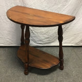 Vintage Solid Cherry Colonial 2-Tier Half-Circle Side Table