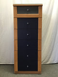 Modern Blue & Faux-Cherry Laminate 6-Drawer Lingerie Chest