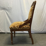 Vintage Eastlake Floral Gold Velvet Burnout Accent Chair