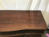 Vintage Mahogany Veneer 2-Cabinet 6-Drawer Buffet