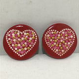 Susan Sitaraman Single Hand Painted Heart On Round Red Tile Magnet