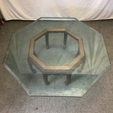 Vintage Plate Glass & Solid Teak Octogonal Coffee Table