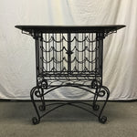 Modern Black Wrought Iron & Stone Wine Locker