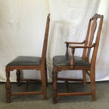 Set of 4 Vintage Jacobean Solid Walnut Splat-Back Dining Chairs