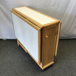 Modern White Formica & Solid Wood Drop-Leaf Dining Table