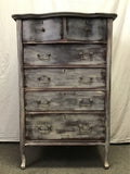 Vintage White-Washed 6-Drawer Chest of Drawers