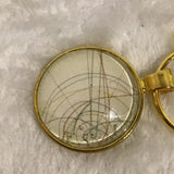 Twin Cat Star Chart in Gold Bezel Keychain