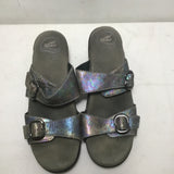 Dansko Silver Metallic Leather Wedge Sandals