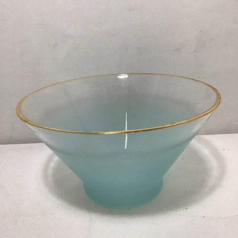 Vintage MCM Blendo Tuquoise Frosted Glass Serving Bowl