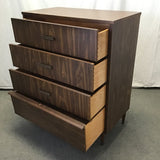 Vintage MCM Bassett Walnut Veneer 4-Drawer Chest of Drawers