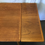 Vintage Danish Modern Teak Veneer Draw-Leaf Dining Table